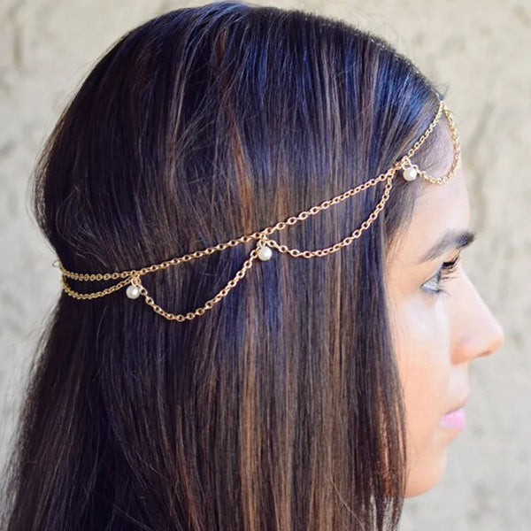 simple style solid color alloy patchwork hair band