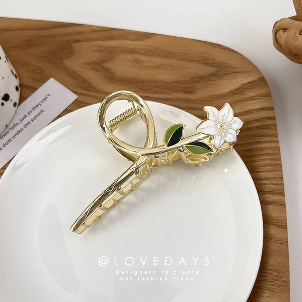 Sweet Women'S Flowers Alloy Stoving Varnish Hair Claws
