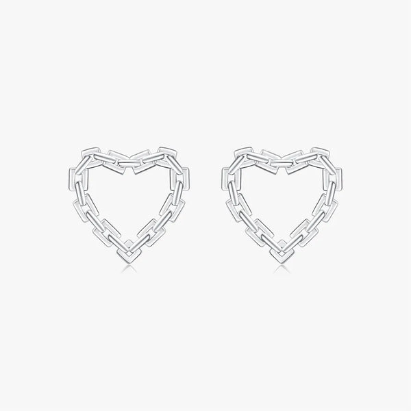 1 Pair Silver Plated 925 Sterling Silver Heart Shape Ear Studs