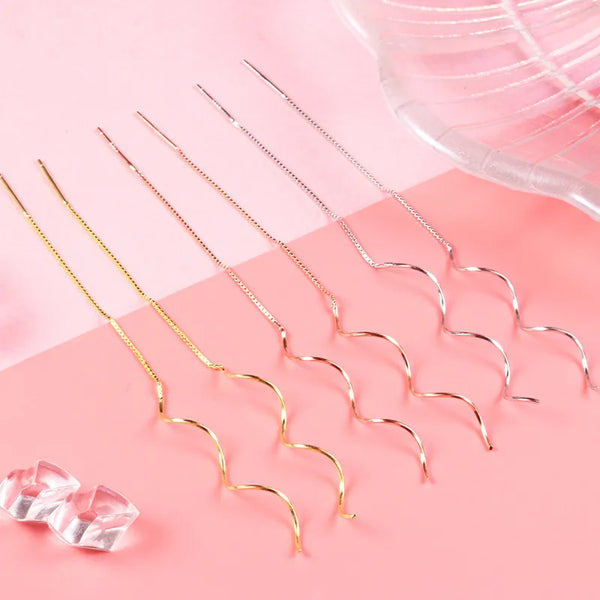 1 Pair 925 Sterling Silver Geometric Ear line