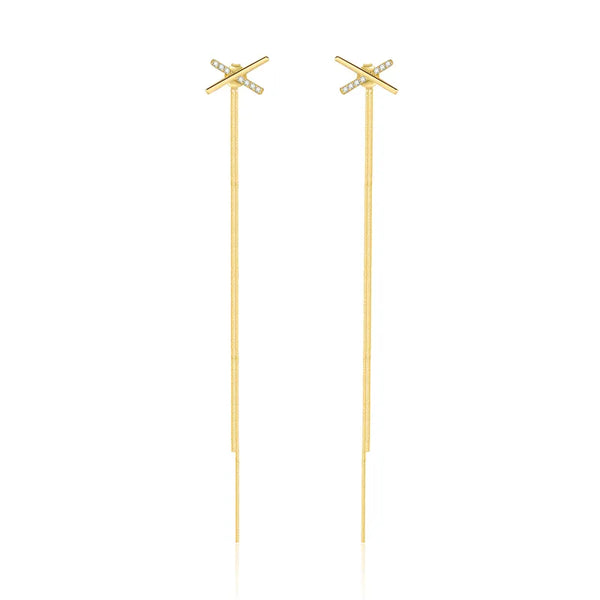 S925 Sterling Silver Long Dangle Earrings Women Fashionable Tassel Ear Cuff Face Slimming Classic New Style Jewelry