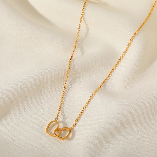 Wholesale Jewelry Simple Style Heart 304 Stainless Steel 18K Gold Plated Plating Necklace
