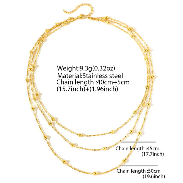 Wholesale Jewelry Simple Style Classic Style Geometric Titanium Steel 18K Gold Plated Layered Necklaces cable chain