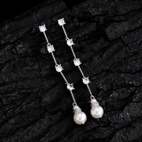 Pearl Fringe Earrings No Piercing Required Women's Fashion Copper Material 14k Gold Plated Simple Style Ear Jewelry