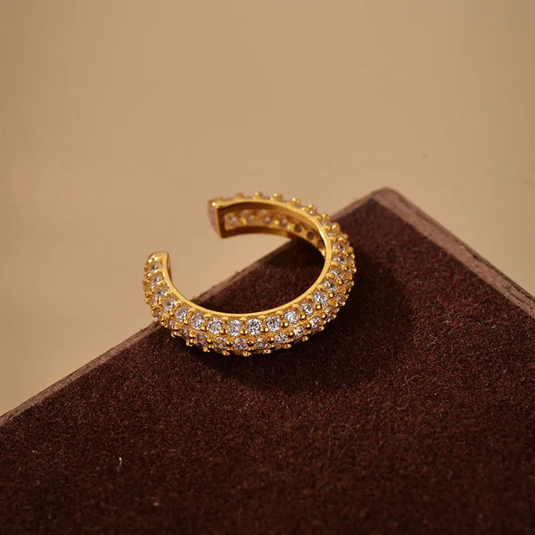 1 Piece 925 Sterling Silver Zircon 925 Sterling Silver Earrings Geometric Ear Cuffs