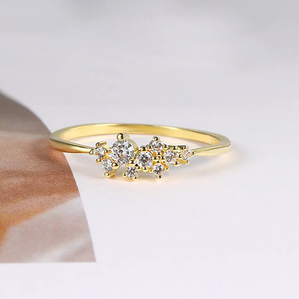 formal geometric copper inlaid zircon rings
