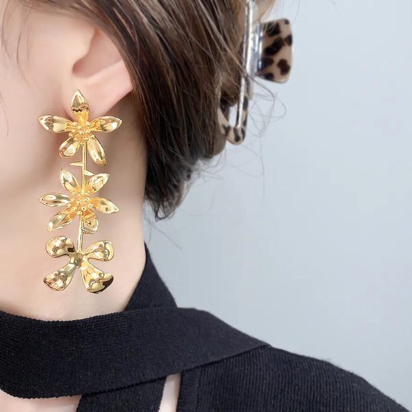 Fashionable Floral Earrings Elegant Versatile Jewelry For Commuting Parties Daily Wear Bohemian Style Silver Plated Copper