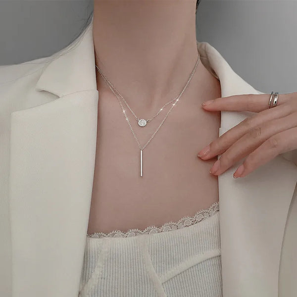 Retro Double Layer Necklaces For Women Featuring Circle Design, Made of Copper with Electroplated Gold Plating