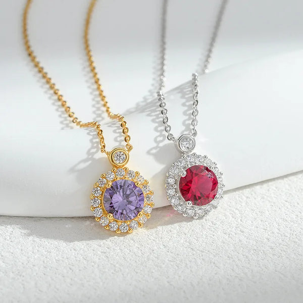 Twelve Zodiac Stones Necklace Women's S925 Sterling Silver Luxury Fashion Diamond Embedded Pendant Clavicle Chain Geometric Pattern