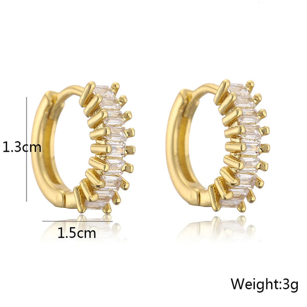 fashion geometric circle copper gold-plated micro inlaid zircon earrings
