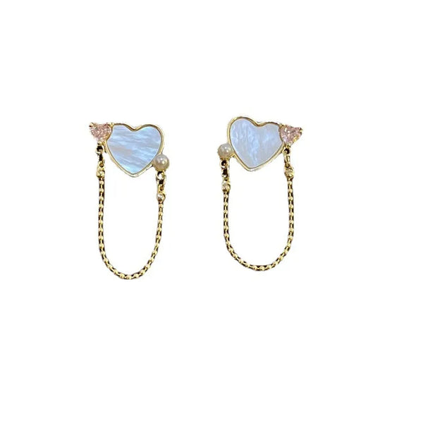 simple style star heart shape flower copper plating inlay zircon earrings ear studs 1 pair
