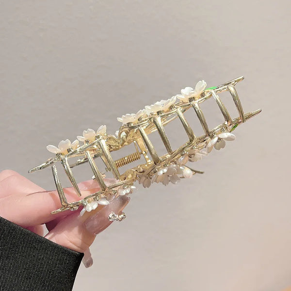Metal Orchid Lily of the Valley Hair Clip Ancient Style Beauty Back of Head Shark Clip Women's Hair Accessory