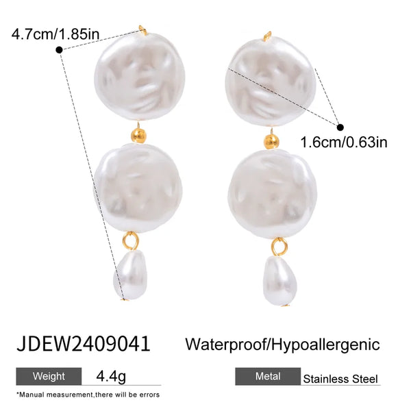 1 Pair Classic Style Geometric 304 Stainless Steel Arylic Drop Earrings