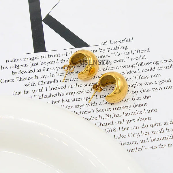 1 Pair Fashion C Shape 304 Stainless Steel 316 Stainless Steel  18K Gold Plating in the Furnace Ear Studs