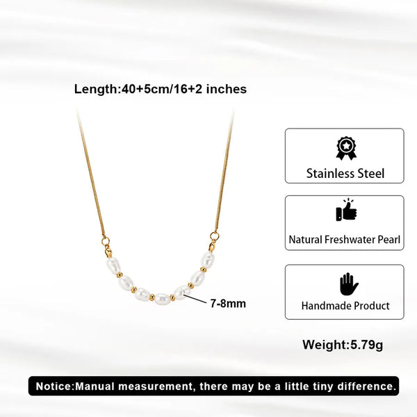 Pearl Necklace for Women with 304 Stainless Steel Chain and Pendant, Electroplated with 18K Real Gold