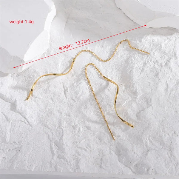 1 Pair Simple Style Spiral Plating Stainless Steel 18K Gold Plated Ear line