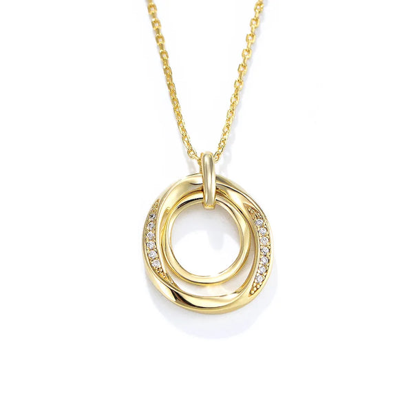 925 Sterling Silver Zircon Inlay Geometric Pendant Necklace