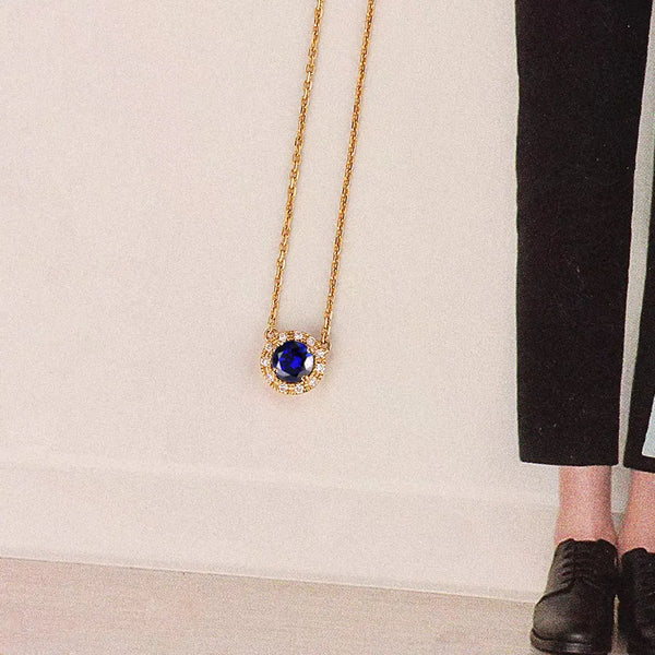 Circle Necklace For Women in 925 Sterling Silver with Zircon Inlay and Cable Chain