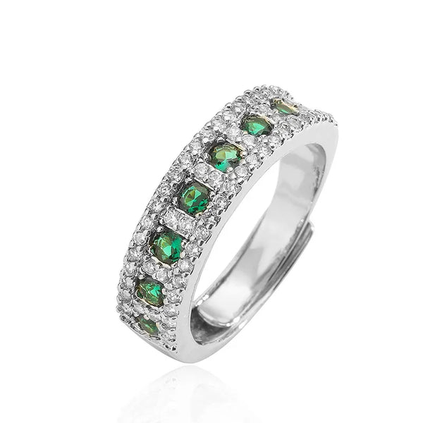 elegant luxurious round copper plating inlay zircon 18k gold plated open rings