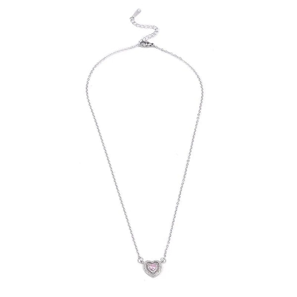 Wholesale Elegant Simple Style Heart Shape Stainless Steel Copper Polishing Inlay 18K Gold Plated Zircon Necklace