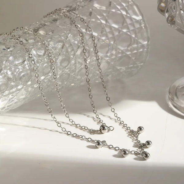 18K Gold Plated 201 Stainless Steel Vacuum Electroplating (In Furnace) Round Electroplated Layered Necklace Cable Chain/Cross Chain/O Chain for Women