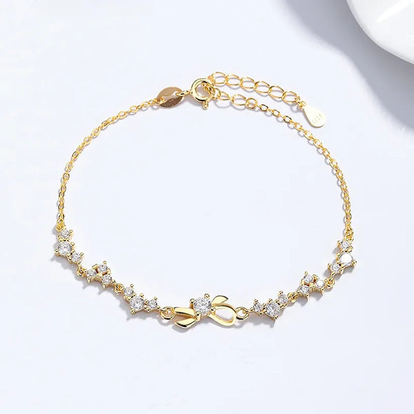 925 Silver Butterfly Knot Bracelet Women Fashion Sweet Temperament Ins Gift Best Friend Hand Jewelry Unique Design Sense Zircon Jewelry
