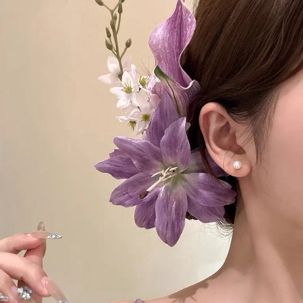 Pastoral Flowers Hairpin for Women in Purple, Perfect Summer Hair Accessory