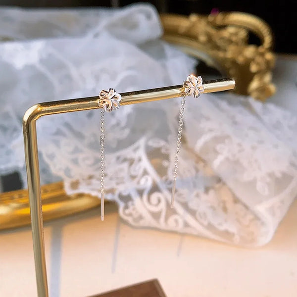 1 Pair S999 Silver Flower Ear line