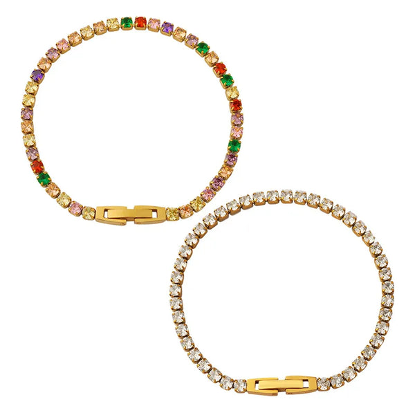 Fashion Geometric 304 Stainless Steel 18K Gold Plated Zircon Bracelets In Bulk