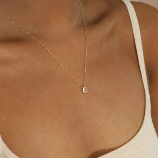 Sweet Water Droplets Pendant Necklace in Copper with Artificial Crystal Inlay, Perfect for Daily Wear