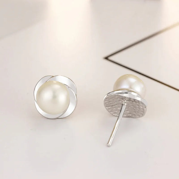 S925 Silver Flower Freshwater Pearl Earrings Women's New Style Jewelry Earring Bohemian Pattern Floral Festival Silver
