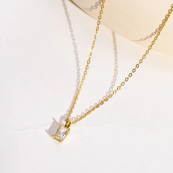 Wholesale Jewelry Fashion Geometric 201 Stainless Steel Zircon Gold Plated Plating Stainless Steel Necklaces