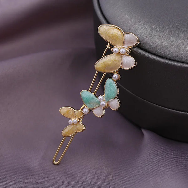 Butterfly Hairpin for Women in Yellow, Metal Hair Accessory Perfect for Summer