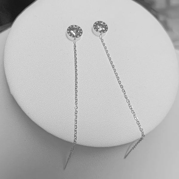 1 Pair Elegant Simple Style Roman Numeral Plating Inlay Stainless Steel Rhinestones 18K Gold Plated Ear line