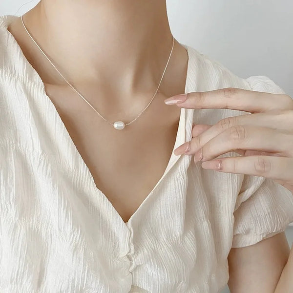 925 Sterling Silver Patchwork Solid Color Pendant Necklace