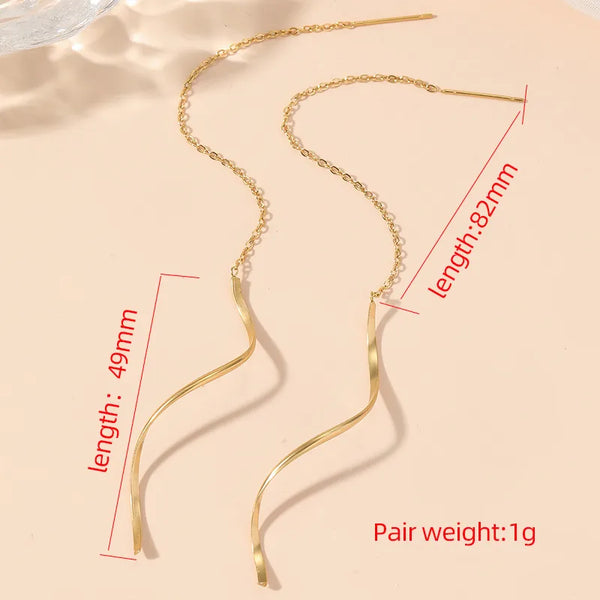 1 Pair Casual Elegant Simple Style Solid Color Plating Titanium Steel 18K Gold Plated Ear line