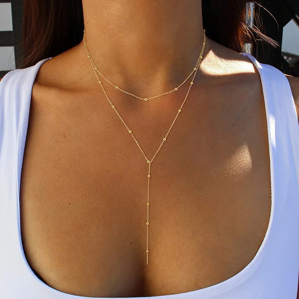 Wholesale Jewelry Simple Style Water Droplets Titanium Steel Titanium Steel 18K Gold Plated Plating Pendant Necklace