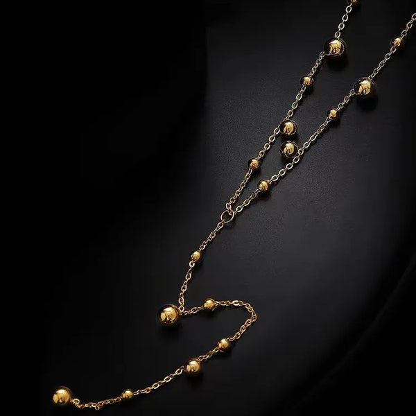 simple style ball titanium steel plating long necklace