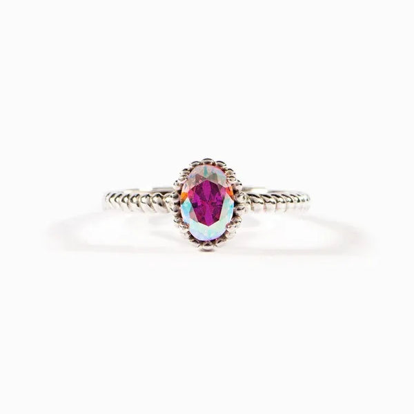 S925 Sterling Silver Ring Women's Gradient Stone High-End Pink Zircon Trendy European Fashion Ring Geometric Pattern Luxury Style