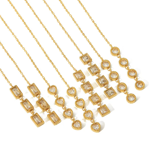 1 Pair IG Style Simple Style Geometric Heart Shape Plating Inlay 304 Stainless Steel Zircon 18K Gold Plated Drop Earrings