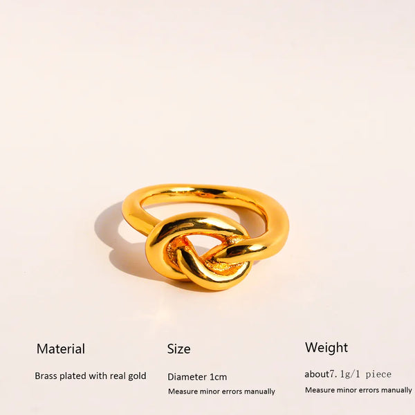 Niche Three-Dimensional Line Knot Square Ring Fashionable Stacking Rope Knot Joint Ring Trendy 1090 Jewelry INS Style