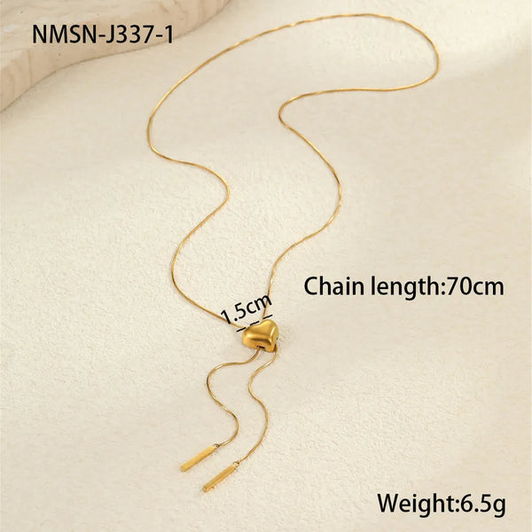 Wholesale Jewelry Modern Style Simple Style Heart Shape 304 Stainless Steel snake chain Pendant Necklace
