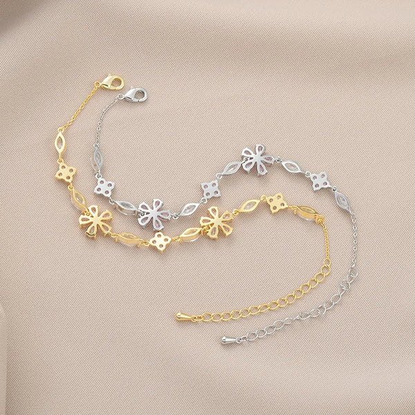 simple style flower copper inlay zircon bracelets