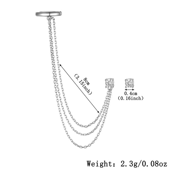S925 Sterling Silver Earrings With Embedded Zirconia Geometric Round Tassel Design Fashionable Luxury Party Wear Women's Jewelry