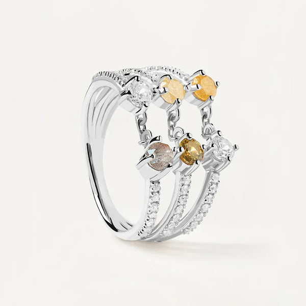 Geometric Adjustable Ring For Unisex Featuring 925 Sterling Silver Material with Electroplated Gold Plating Process in Golden