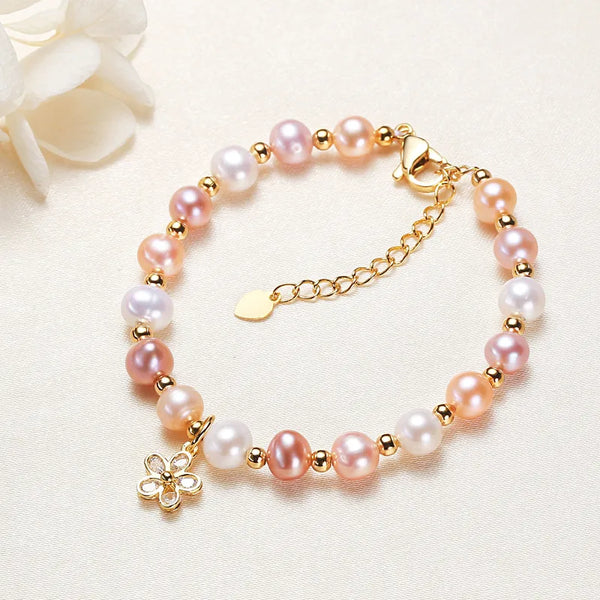 Authentic Factory Handmade Plum Blossom Pattern Freshwater Pearl Bracelet Ethnic Style Street Stall Jewelry For Women