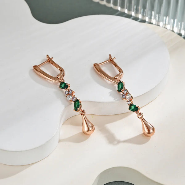 1 Pair Elegant Commute Solid Color Plating Inlay Copper Zircon K Gold Plated Drop Earrings