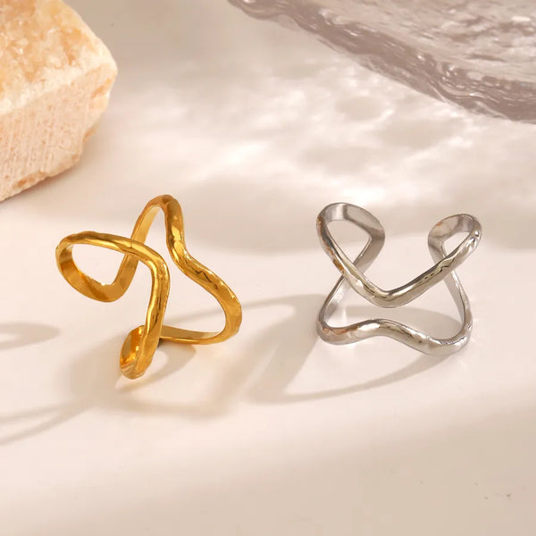 Wholesale Jewelry Hip-Hop Simple Style Commute Irregular 304 Stainless Steel 18K Gold Plated Open Rings