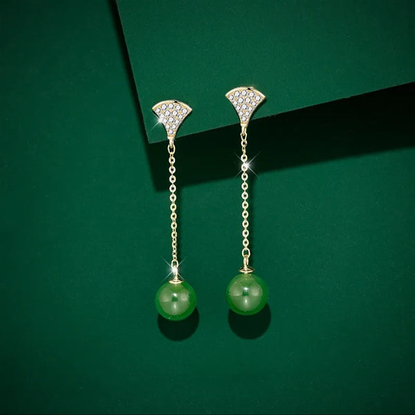 Elegant Long S925 Sterling Silver Drop Earrings Women's Fashion Retro Chinese Style Simple Luxury Tassel Skirt Agate Ear Jewelry