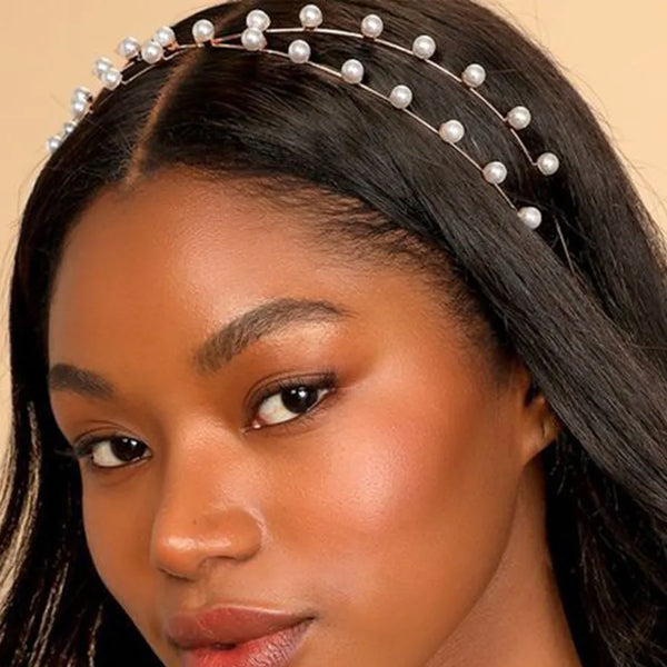 Hot Selling High-end Pearl Headband Simple Retro Cross Headband Hair Accessories Bridal Accessories Hairband